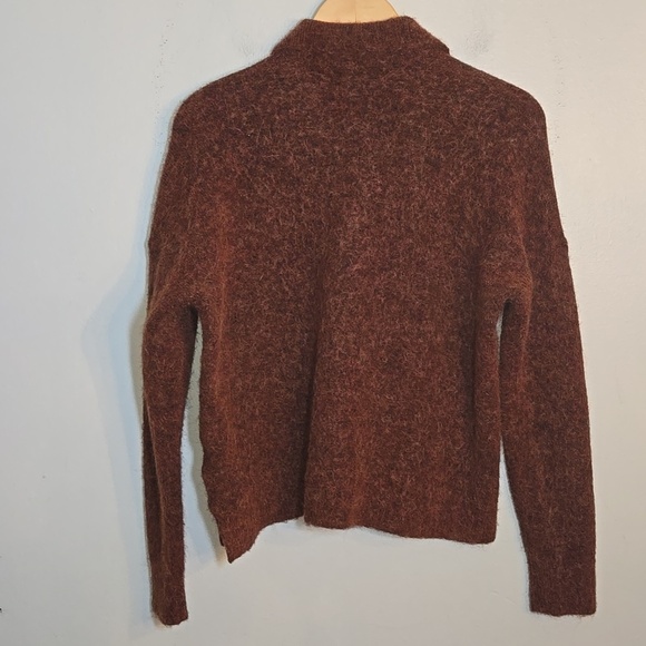 Madewell Carrabelle Polo Cardigan Alpaca Mohair Sweater In Heather Mahogany - Picture 10 of 14